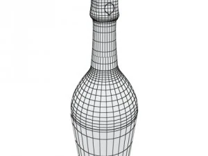 champagne set 2  bottle flute strawberry and wooden ice bucket 3D Model
