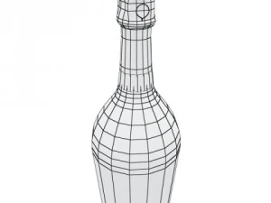 champagne set 2  bottle flute strawberry and wooden ice bucket 3D Model