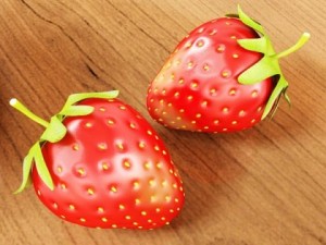 champagne set 2  bottle flute strawberry and wooden ice bucket 3D 모델
