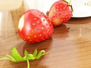 champagne set 2  bottle flute strawberry and wooden ice bucket 3D Model