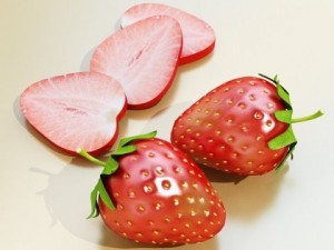 champagne set 2  bottle flute strawberry and wooden ice bucket 3D 모델