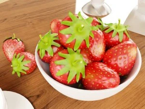 champagne set 2  bottle flute strawberry and wooden ice bucket 3D Model