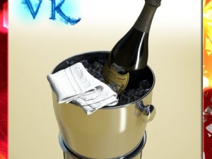 champagne set 3  bottle flute and ice bucket 3D Model