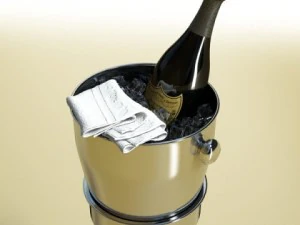 champagne set 3  bottle flute and ice bucket 3D Model