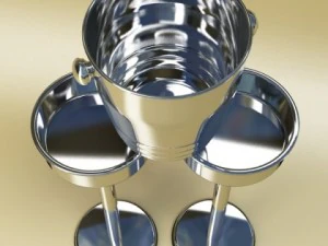 champagne set 3  bottle flute and ice bucket 3D Model