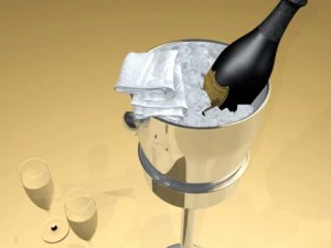 champagne set 3  bottle flute and ice bucket 3D Model