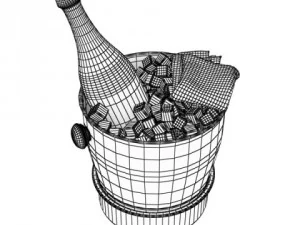 champagne set 3  bottle flute and ice bucket 3D Model