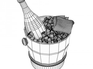 champagne set 3  bottle flute and ice bucket Model 3D