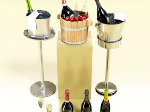 champagne ice bucket set 3D Model