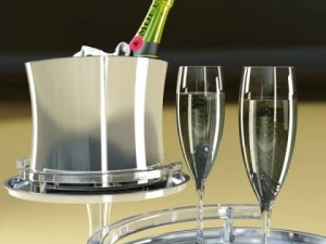 champagne ice bucket set 3D Model