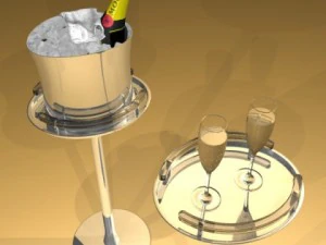 champagne ice bucket set 3D Model