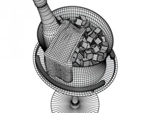champagne ice bucket set 3D Model