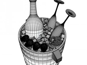 champagne ice bucket set 3D 모델