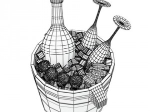 champagne ice bucket set 3D 모델