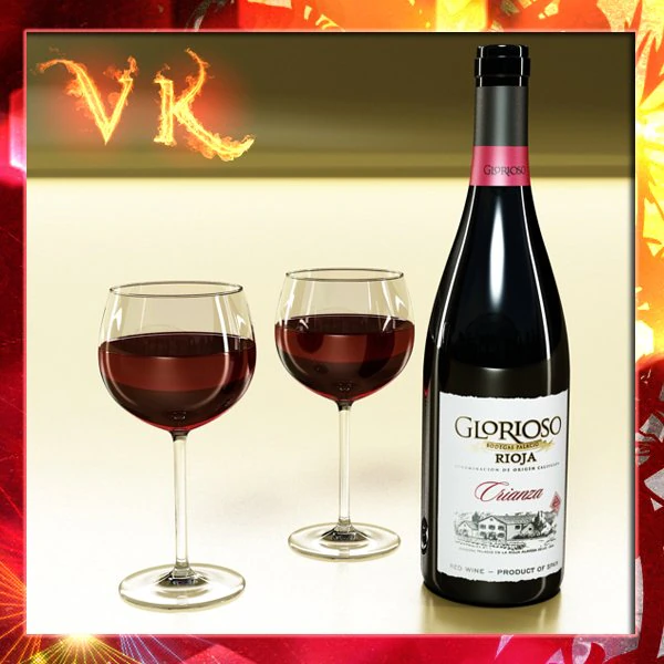 red wine bottle and cup 3D Model .c4d .max .obj .3ds .fbx .stl .blend 