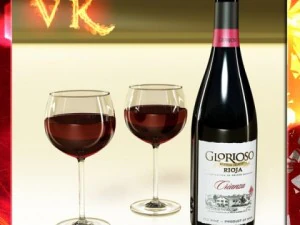 garrafa e copo de vinho tinto Modelo 3D