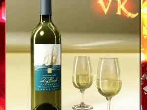botella y copa de vino blanco Modelo 3D