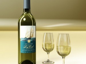 white wine bottle and cup 3D Model