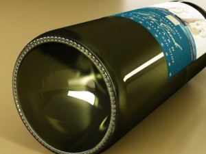 white wine bottle and cup 3D Model