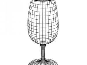 white wine bottle and cup 3D Model