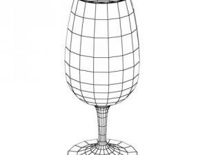 white wine bottle and cup 3D Model