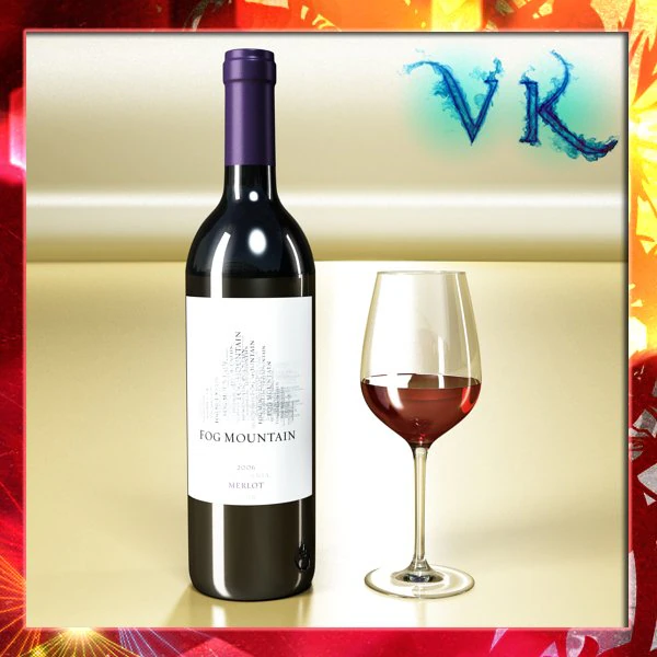 red wine bottle fog mountain and cup 3D Model .c4d .max .obj .3ds .fbx .stl .blend