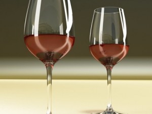 red wine bottle fog mountain and cup Model 3D