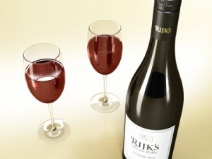 red wine bottle rijks and cup 3D Model