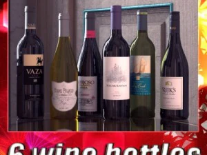 Verzameling van 6 wijnflessen 3D Model