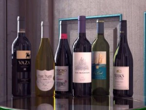 6 wine bottles collection 3D Model