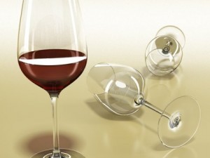 6 wine bottles and 6 wine glasses Modello 3D