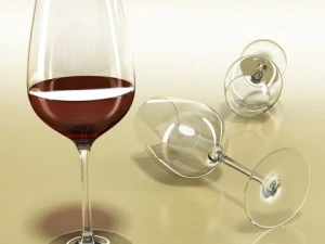 6 butelek wina i 6 kieliszk&oacute;w do wina Model 3D