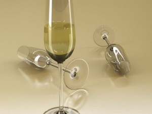 6 wine bottles and 6 wine glasses Modello 3D