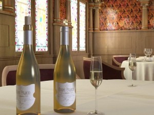 6 wine bottles and 6 wine glasses Modello 3D