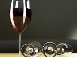6 wine bottles and 6 wine glasses Modello 3D