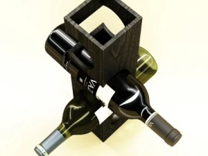 wine bottles and rack 3D Model