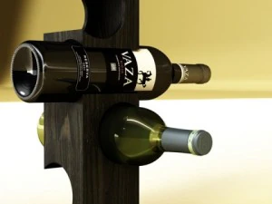 wine bottles and rack 3D Model