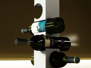 wine bottles and rack 3D Model
