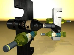 wine bottles and rack 3D Model