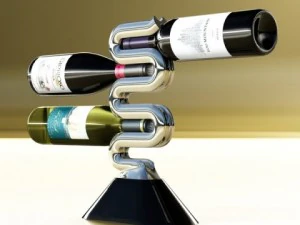 wine rack collection and 6 wine bottles 3D Model