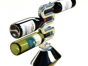 wine rack collection and 6 wine bottles 3D Model