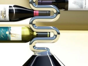 wine rack collection and 6 wine bottles 3D Model