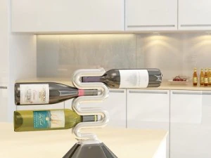 wine rack collection and 6 wine bottles 3D Model
