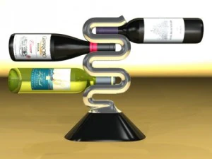 wine rack collection and 6 wine bottles 3D Model