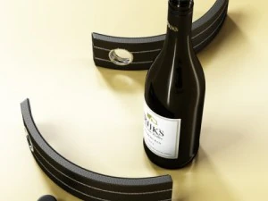 wine rack collection and 6 wine bottles 3D Model