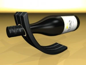 wine rack collection and 6 wine bottles 3D Model