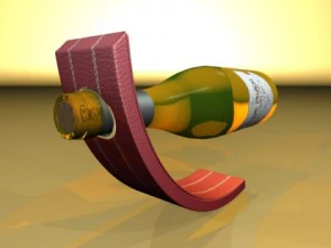 wine rack collection and 6 wine bottles 3D Model