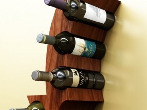 wine rack collection and 6 wine bottles Modello 3D
