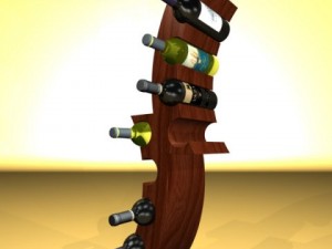 wine rack collection and 6 wine bottles Modello 3D