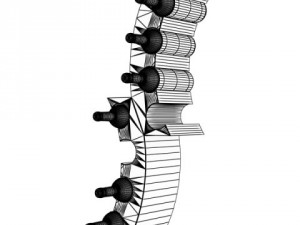 wine rack collection and 6 wine bottles Modello 3D